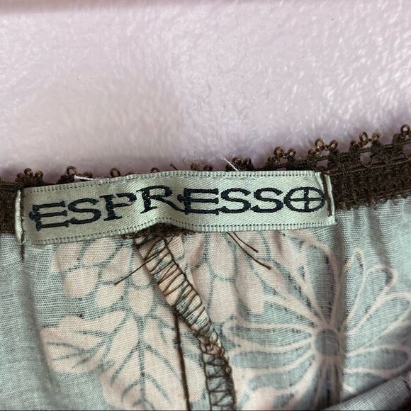 Espresso Floral Print Elastic Waist Cotton Poplin Circle Skirt Brown Pink S - Picture 10 of 11